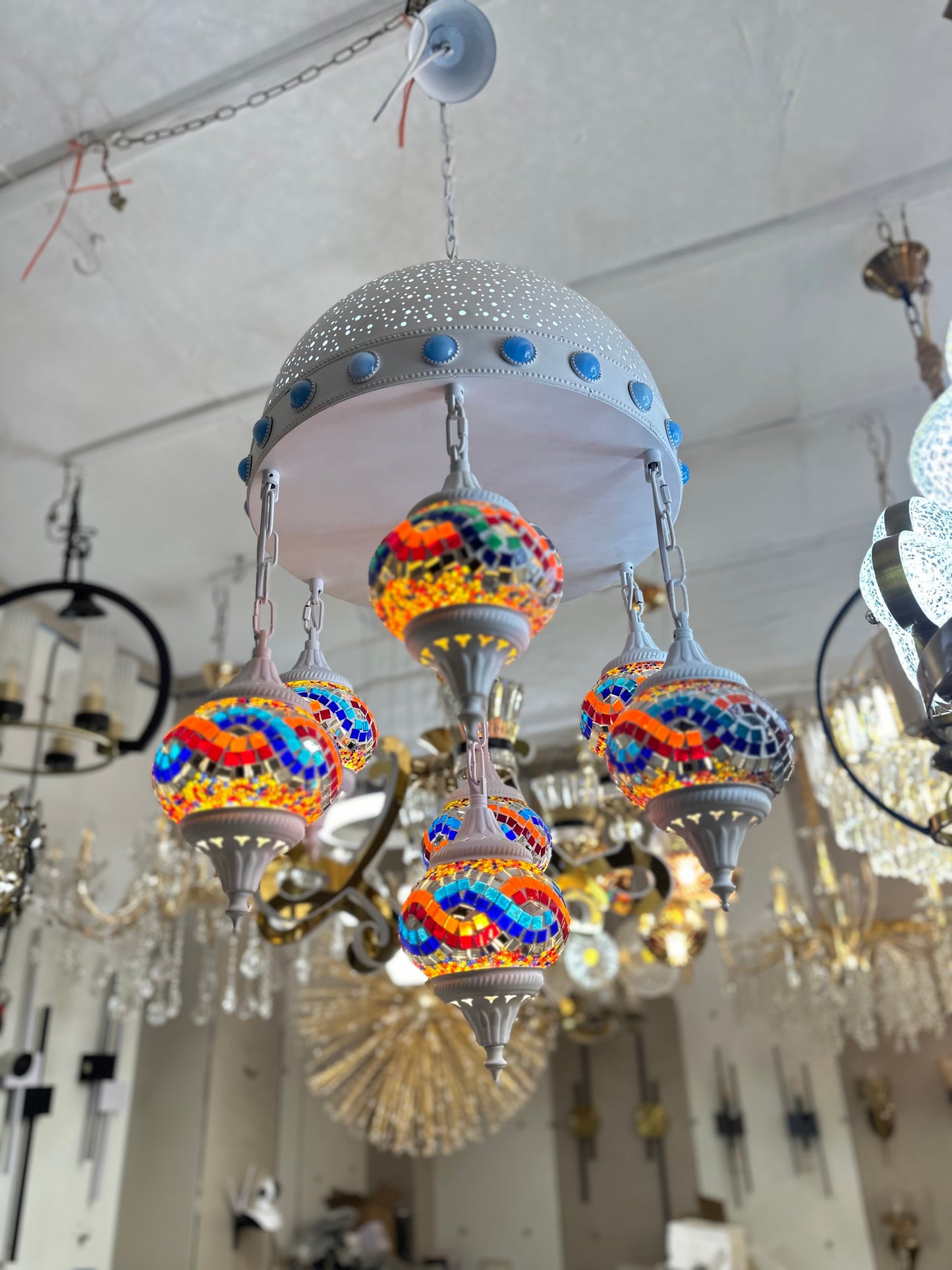 White Multi Turkish Chandelier