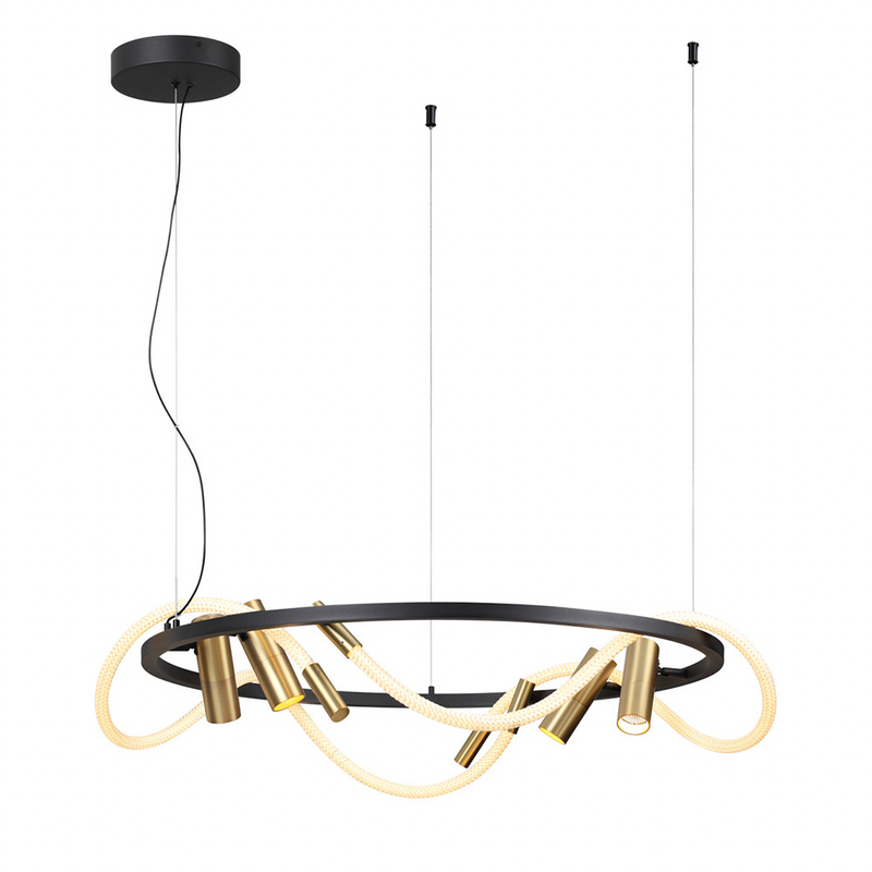 Black Round Chandelier with Spotlights