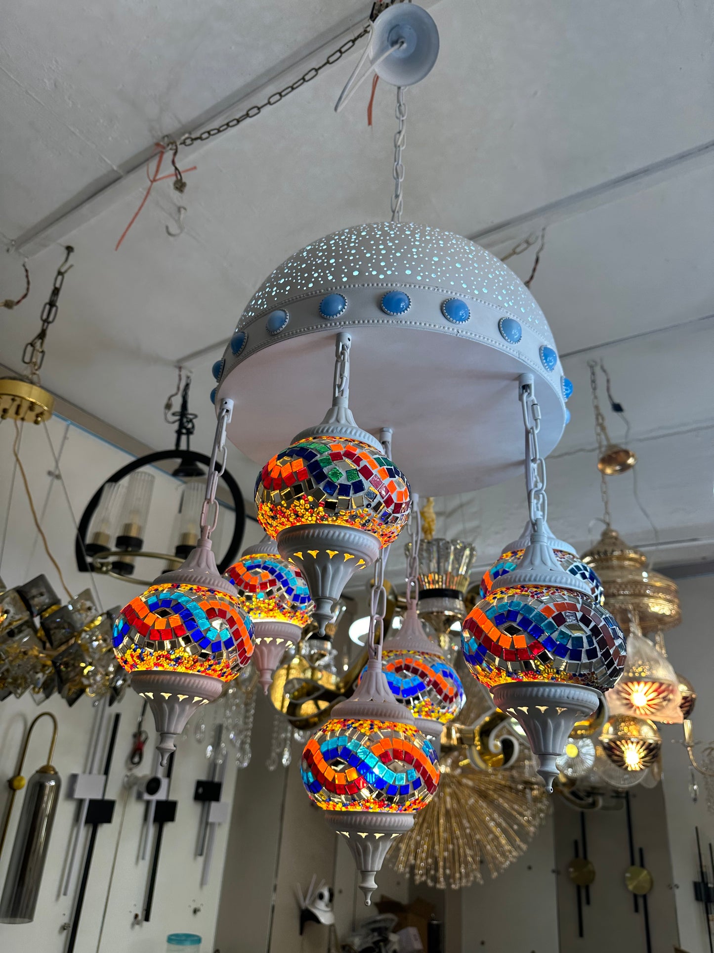 White Multi Turkish Chandelier