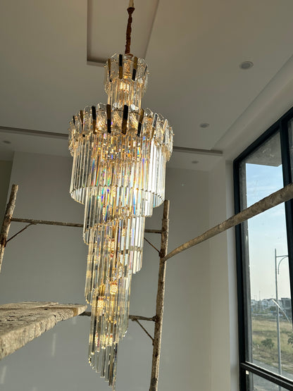 Nordic Big Crystal Factory Hotel Villa Long Gold Elegant
Led Luxury Crystal Stair Chandelier