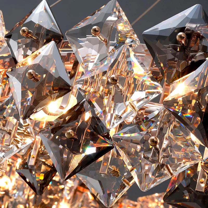 Gold Grey Round Crystal light Modern Crystal Chandelier