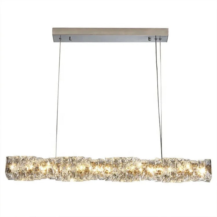 Modern Stainless Steel Restaurant Luxury K9 Crystal Strip
Hanging Lamp Study Bar Pendant Light