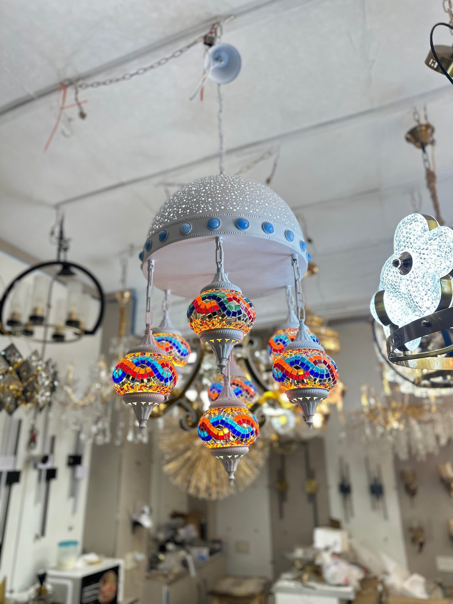 White Multi Turkish Chandelier