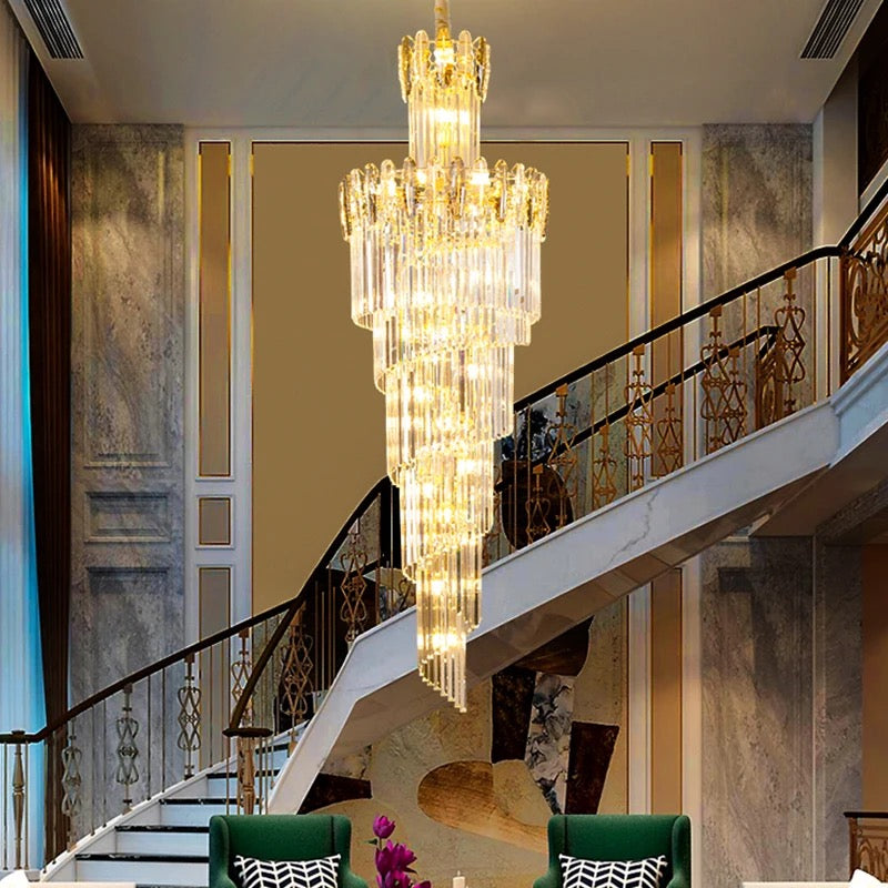 Nordic Big Crystal Factory Hotel Villa Long Gold Elegant
Led Luxury Crystal Stair Chandelier