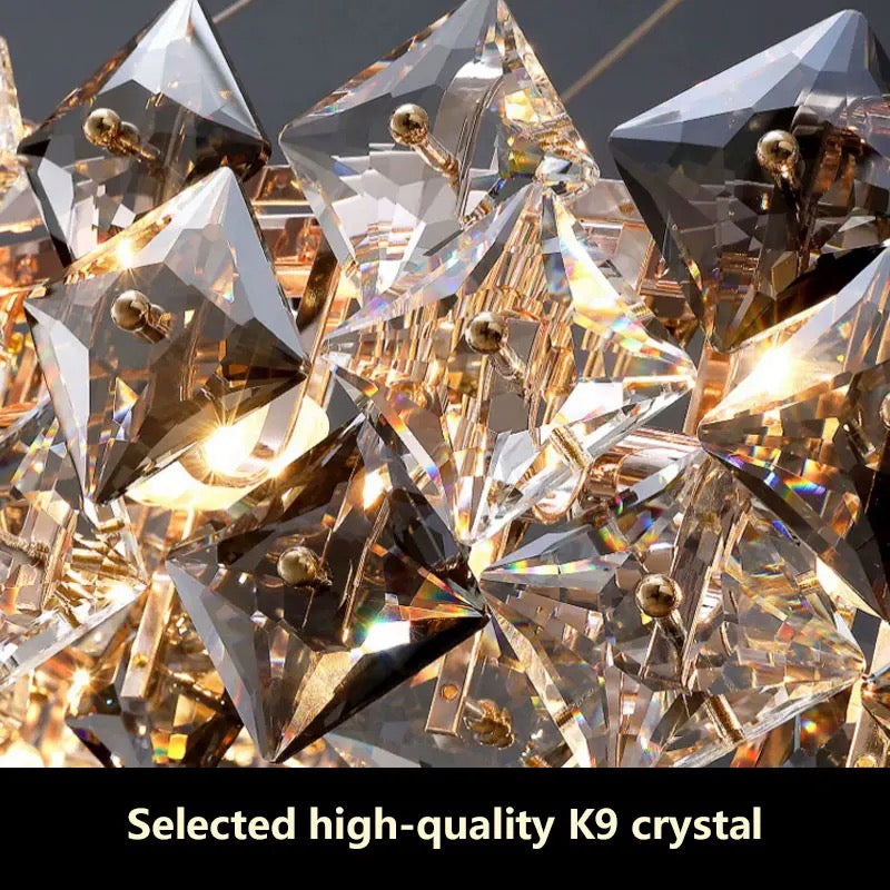 Gold Grey Round Crystal light Modern Crystal Chandelier