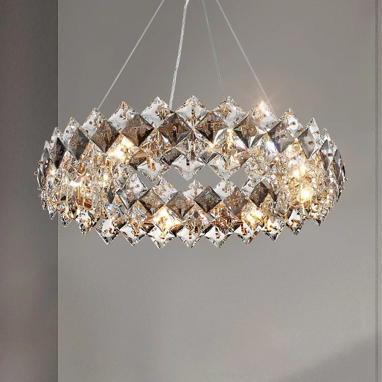 Gold Grey Round Crystal light Modern Crystal Chandelier