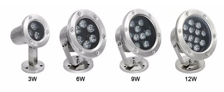 12v stainless steel 6W 9W 12W 18w RGB And Warm Fountain pool underwater light