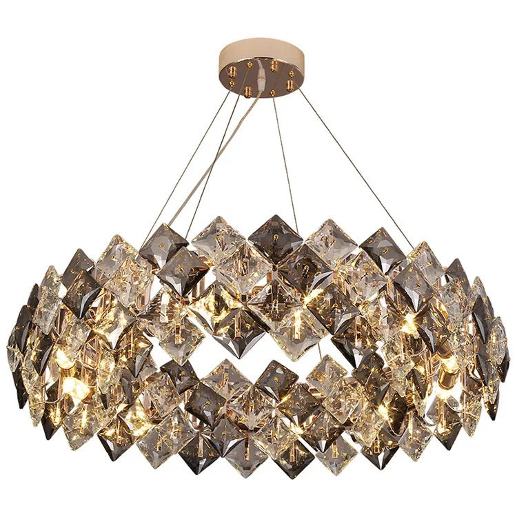 Gold Grey Round Crystal light Modern Crystal Chandelier