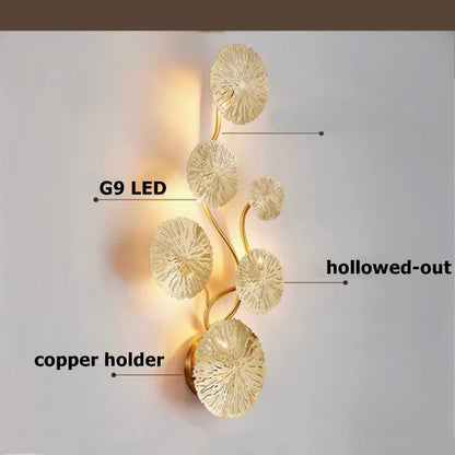 Copper lustre Gold Lotus Leaf Wall Light