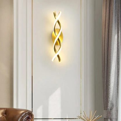 Spiral Led Black And Golden Wall Light