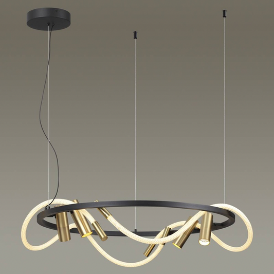 Black Round Chandelier with Spotlights