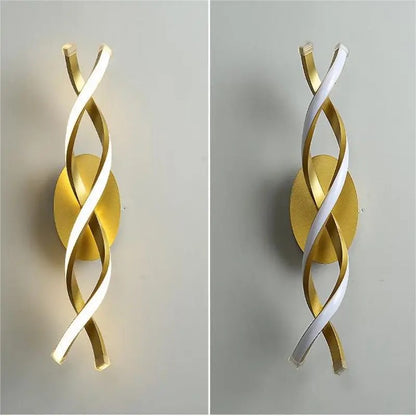 Spiral Led Black And Golden Wall Light