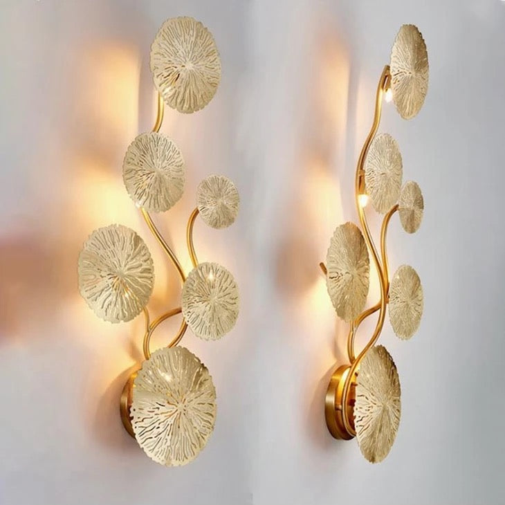 Copper lustre Gold Lotus Leaf Wall Light