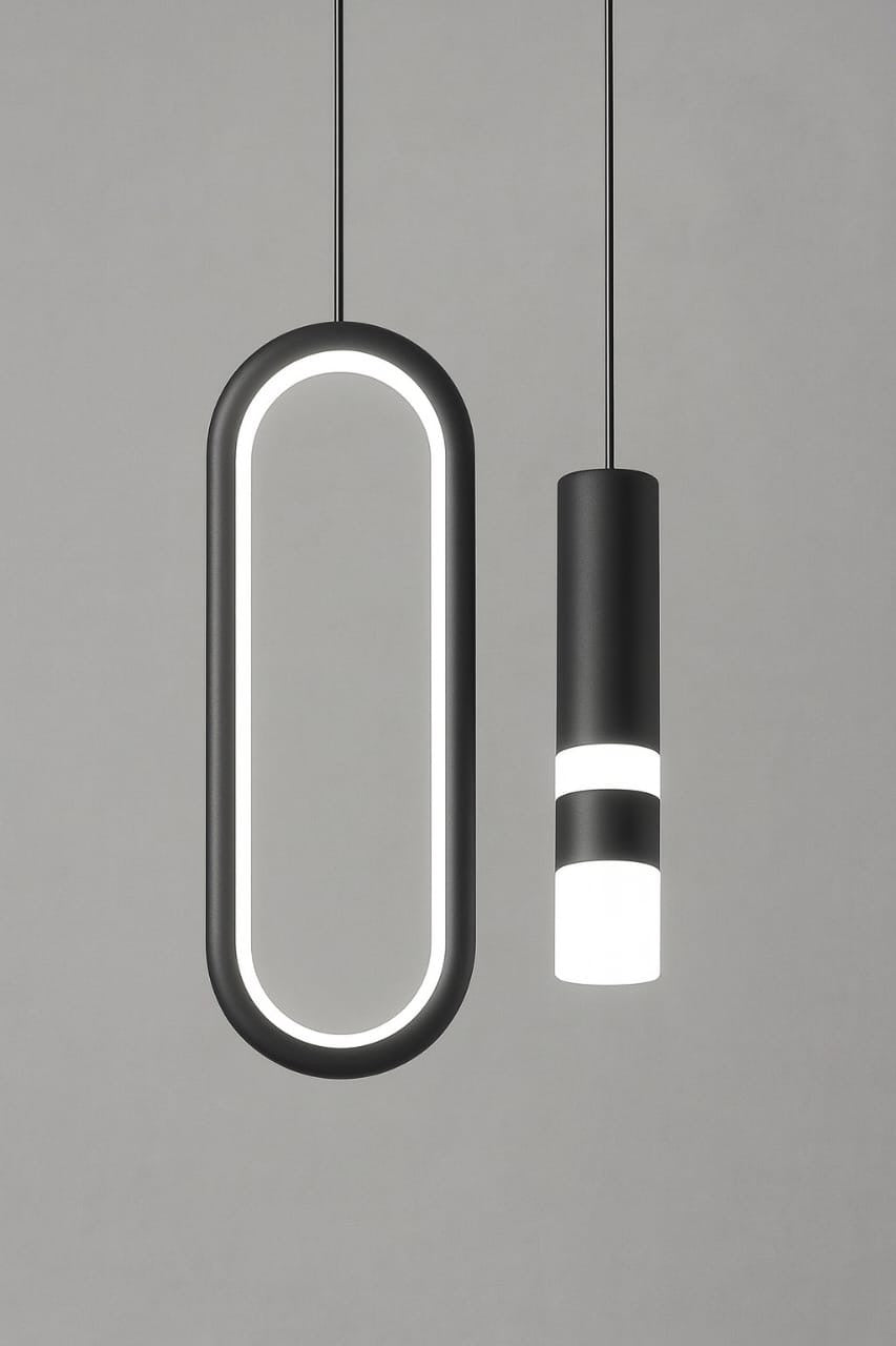 Orbit Duo Linear Pendant Light – Modern Black Edition