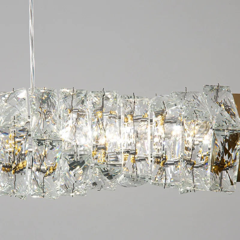 Modern Stainless Steel Restaurant Luxury K9 Crystal Strip
Hanging Lamp Study Bar Pendant Light