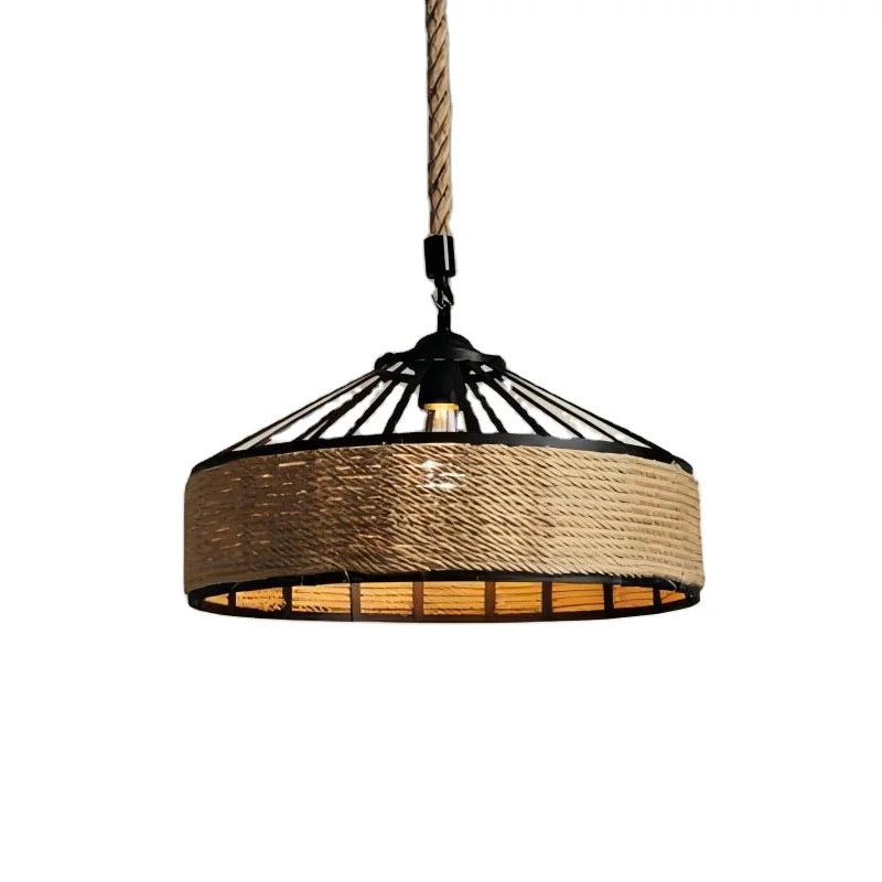 Vintage Metal Tradition Pendant Light Industrial Hemp Rope
Hanging Lamp