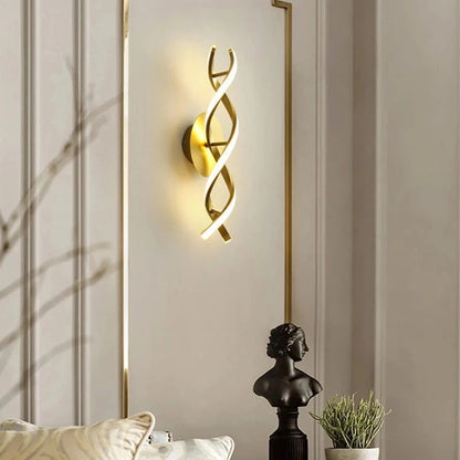 Spiral Led Black And Golden Wall Light