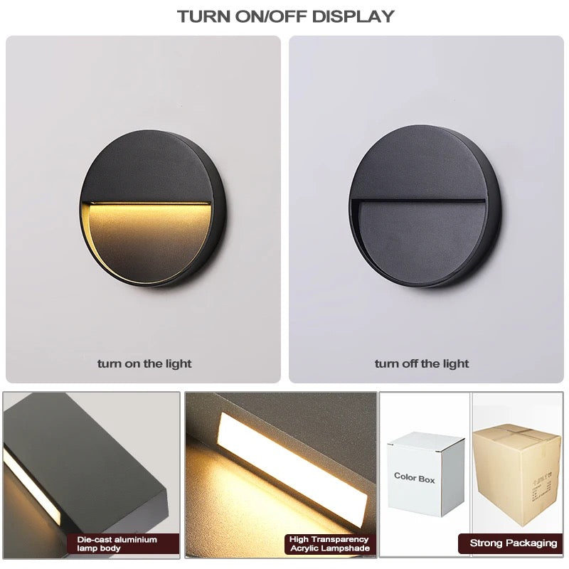 Modern 6W Round Villa Outdoor Wall Step Lights Stair Lamp