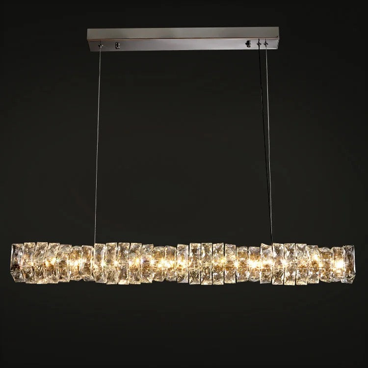 Modern Stainless Steel Restaurant Luxury K9 Crystal Strip
Hanging Lamp Study Bar Pendant Light