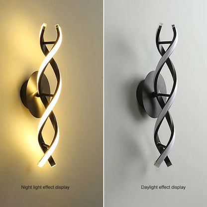 Spiral Led Black And Golden Wall Light