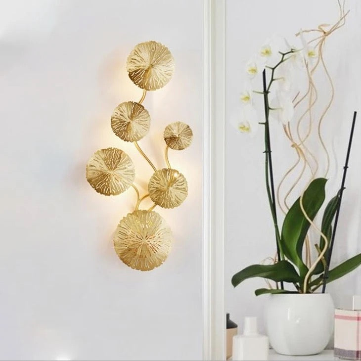 Copper lustre Gold Lotus Leaf Wall Light