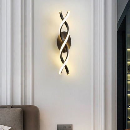 Spiral Led Black And Golden Wall Light