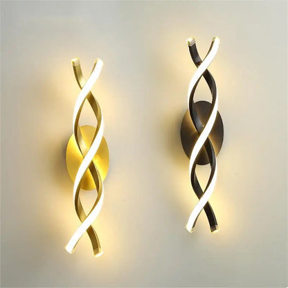 Spiral Led Black And Golden Wall Light